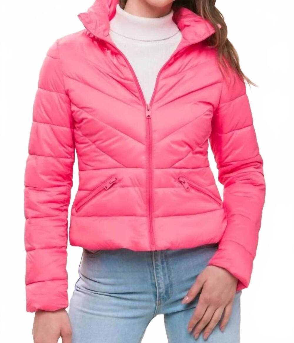 NEW LOVE TREE zip up puffer jacket in pink